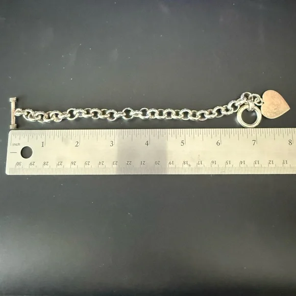 Elegant Tiffany Style Silver Rolo Bracelet - Picture 4 of 4